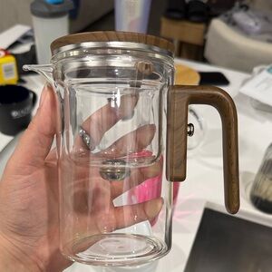 Wood-Accent Clear Teapot with Removable Infuser - Brown